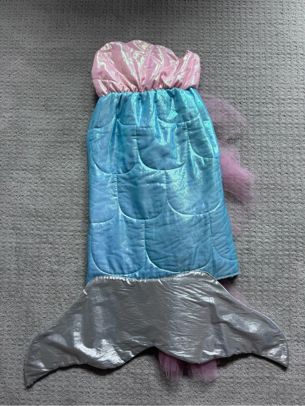 Kids Mermaid Costume Dress - Pink & Blue with Silver Tail